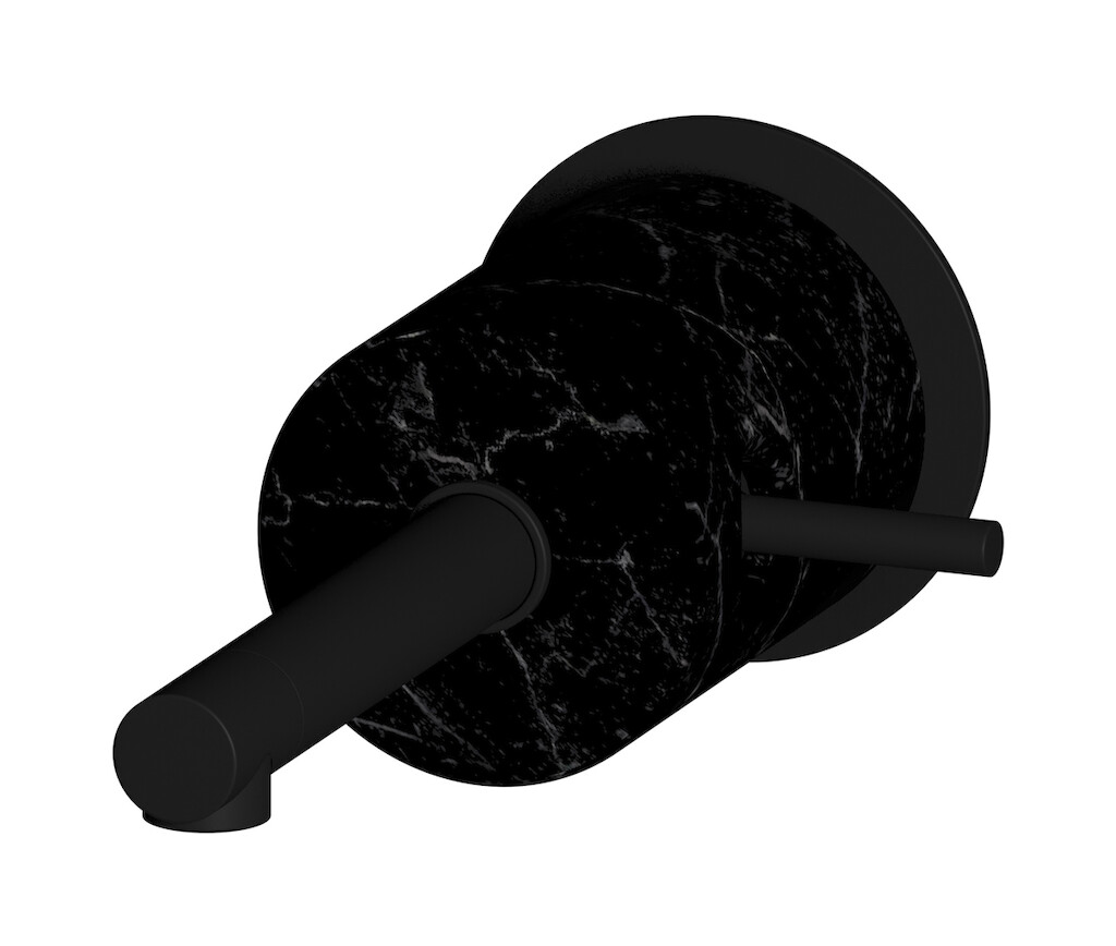 Встроенный в стену смеситель для раковины на 1 отверстие в комплекте с донным клапаном WE ARE IB mm209np_2 Matt Black Marmo