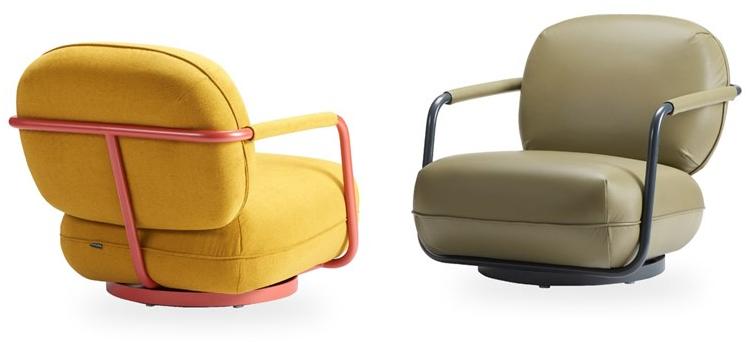 ROSSIN Поворотное кожаное кресло с подлокотниками Pilù sun-id-1395995 - Вид №6