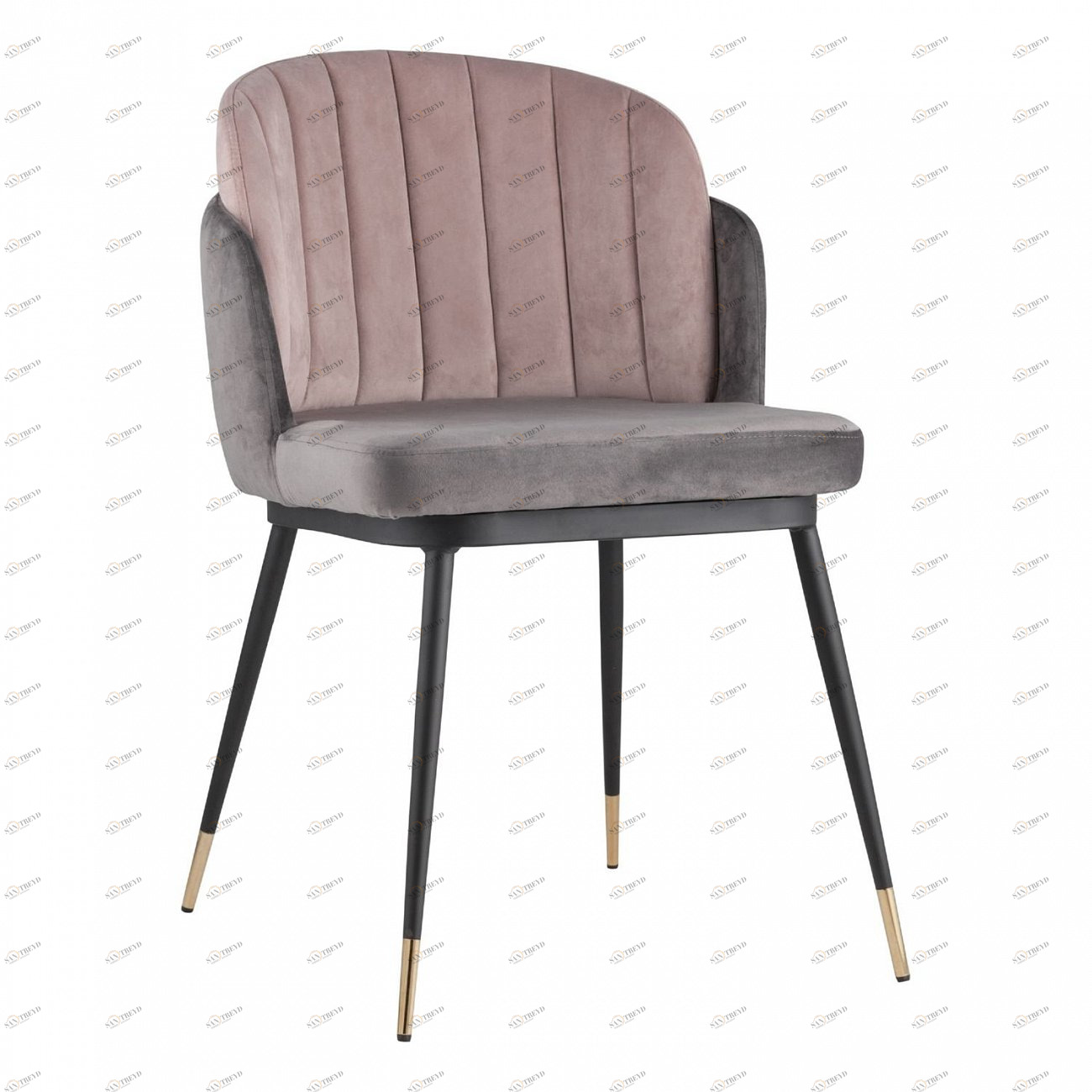 Стул с мягким сиденьем и спинкой серо-розовый вельветовый "Пенелопа" STOOL GROUP ДИЗАЙНЕРСКИЕ 00-3881862 Розовый;серый 