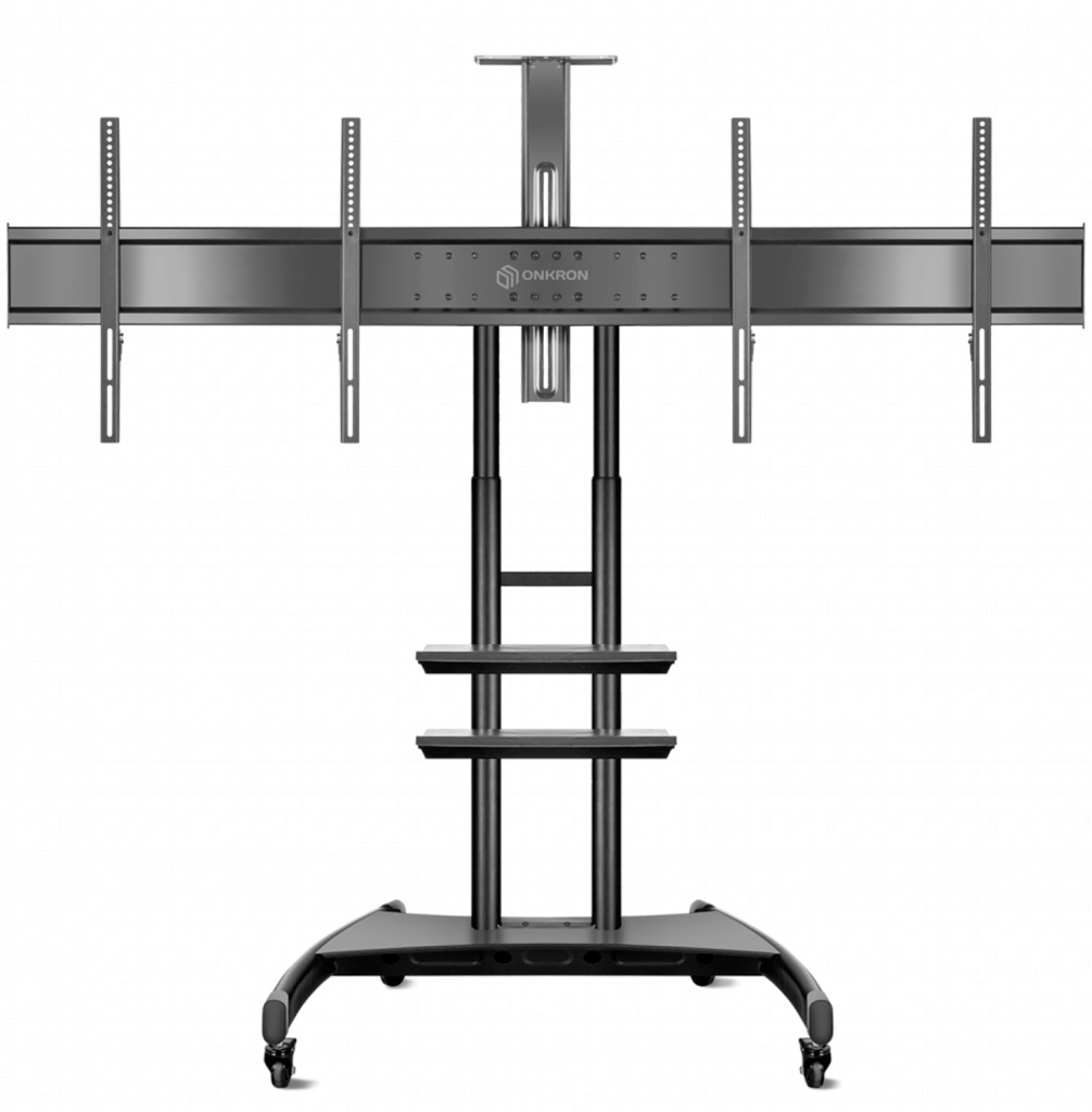 TS3881 BLACK Мобильная стойка на 2 тв/ 40-65" от 200х200 до 800х500, макс нагр 90,9кг, высота 1350-1650мм, черная ONKRON Santreyd 