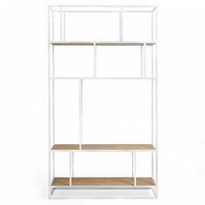 Стеллаж белый с полками темный дуб Makella white INTELLIGENT DESIGN СТЕЛЛАЖ MAKELLA 260741 Белый;коричневый