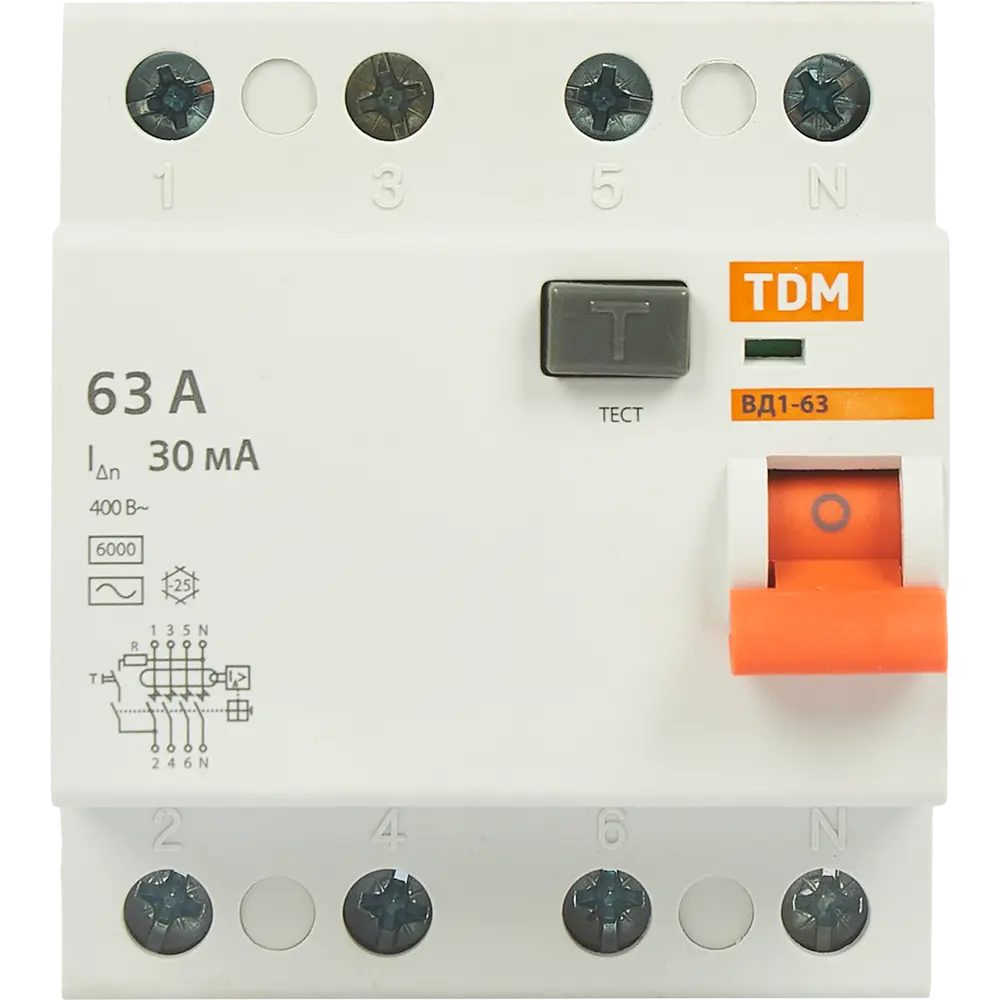 УЗО TDM Electric ВД1-63 4P 63A с защитой от утечек 30 мА 84399440 STLM-0049224 - Вид №1