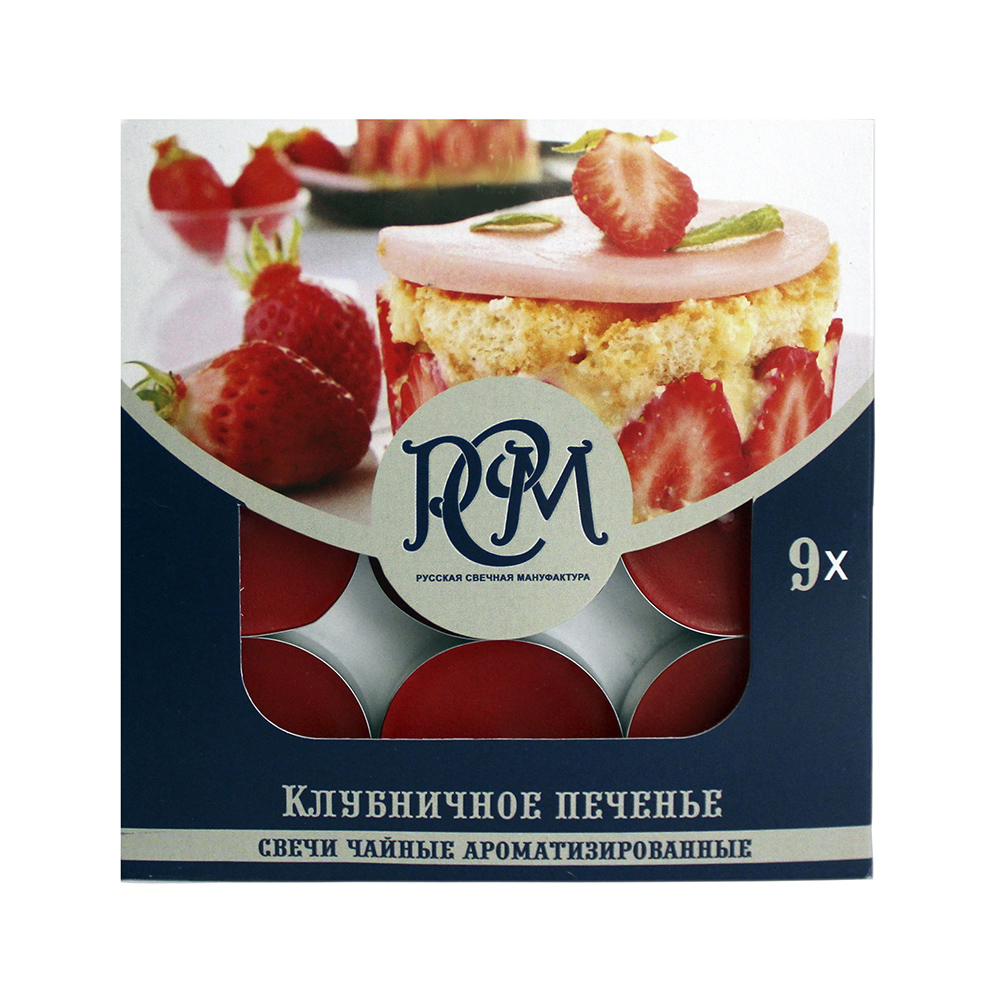1300910 Свеча чайная 100 г 9 шт. Клубничное Печенье РСМ 