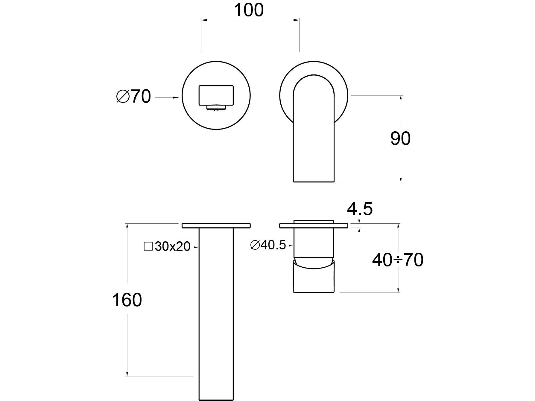 Однорычажный настенный смеситель для раковины GUGLIELMI RUBINETTERIE Walser ARCH-00067421 - Вид №2