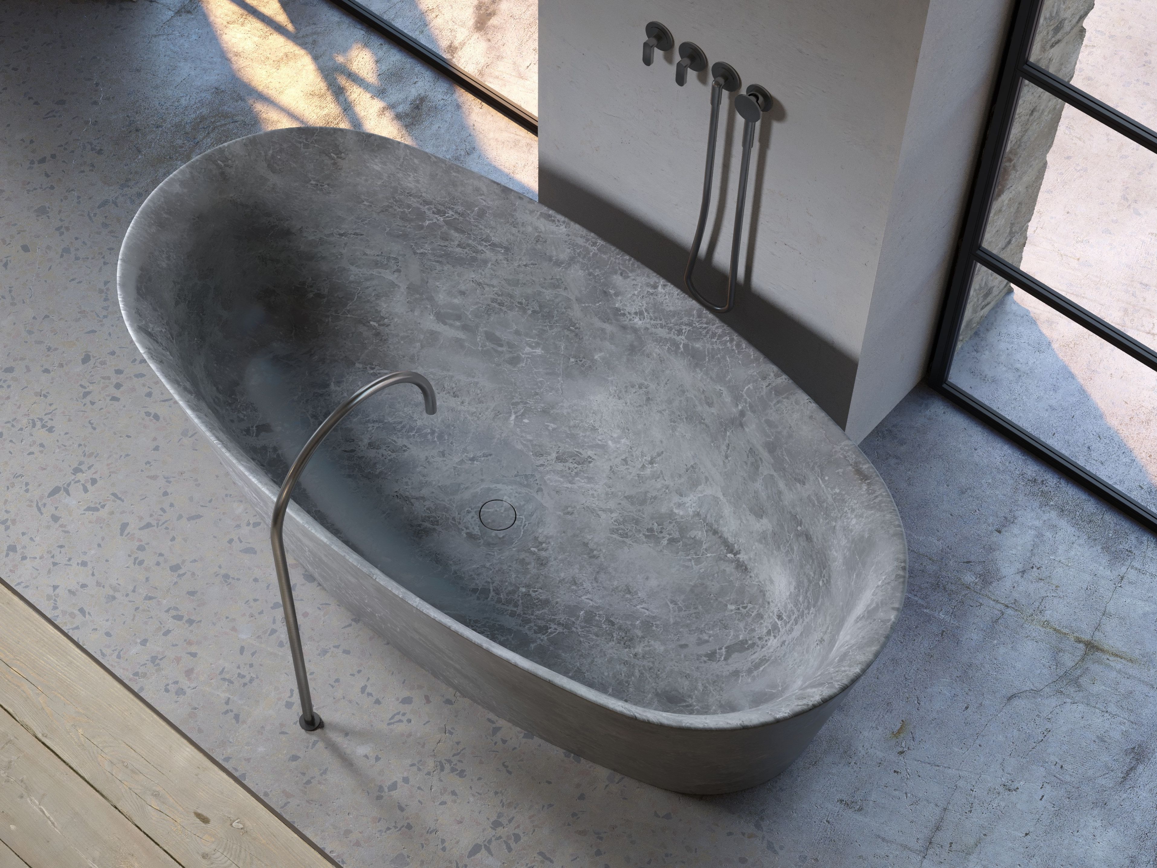 Мраморная овальная ванна в центре комнаты COCOON Maison ARCH-00047825 - Вид №1