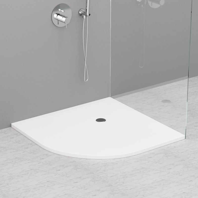 704917 Душевой поддон угловой из акрила h3 с антислипом белый в комплекте с сифоном, цвет Белая глазурь Kerasan DOCCIA Италия