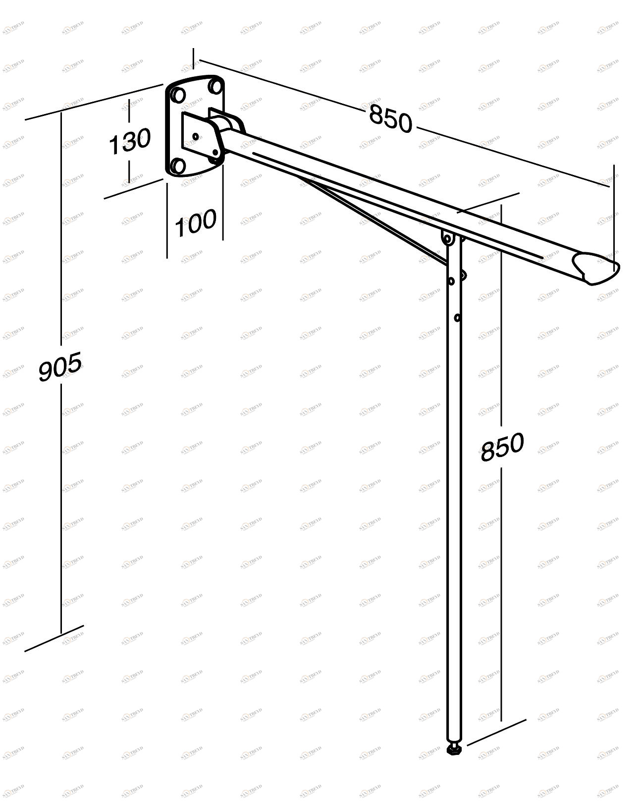 Поручень 1712 с нерегулируемой подпоркой Gustavsberg GB88171201 