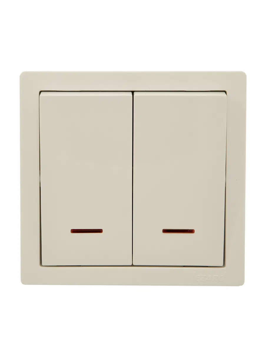 LETO Выключатель двойной с подсветкой крем LEZARD 752-0300-112