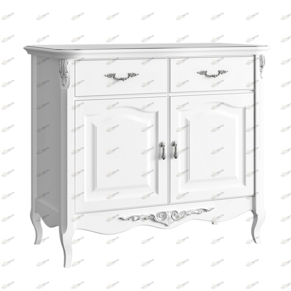 Комод с ножками и 2 ящиками 110х94 см белый с серебряной патиной Silvery Rome KREIND SILVERY ROME 00-3880059 Разноцветный;белый Santreyd 