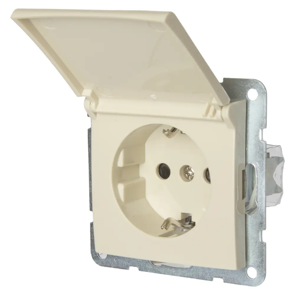 Розетка LK Studio LK60, с заземлением, крышка, цвет бежевый STLM-2205184 - Вид №1