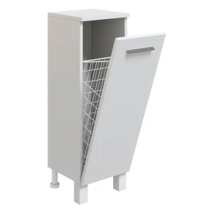 Шкаф для ванной с корзиной для белья Мини напольный 86x30 см цвет белый