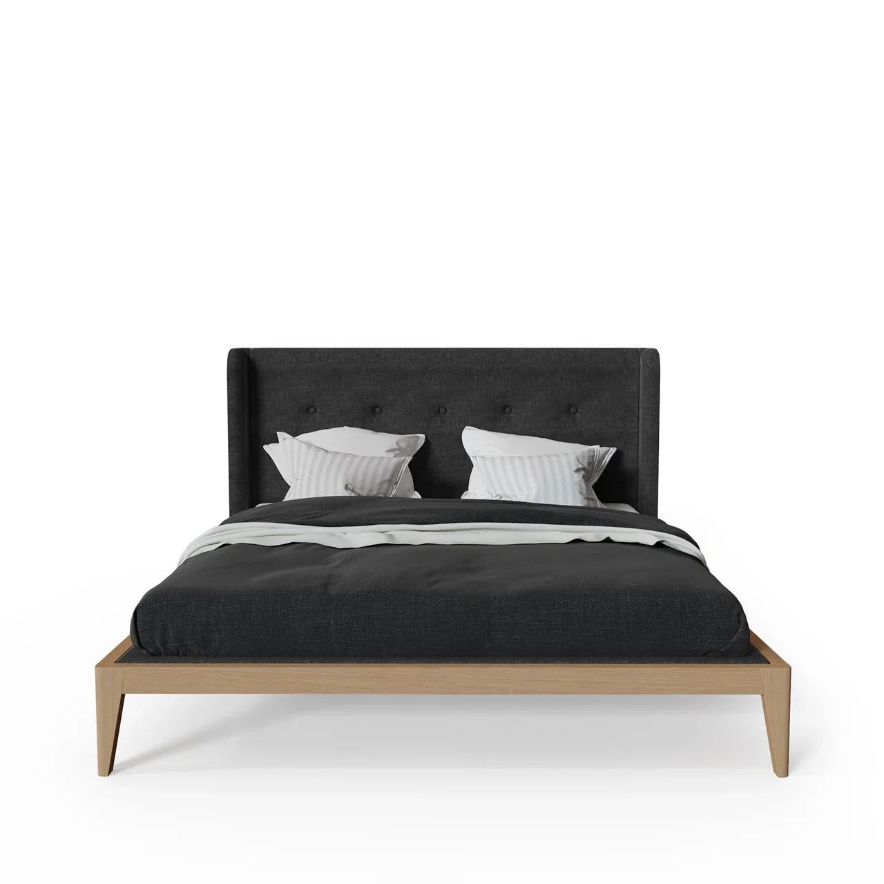 Кровать двуспальная с мягким изголовьем 180x200 темно-серая Fly soft new BRAGIN DESIGN ДИЗАЙНЕРСКИЕ 256414 Бежевый;черный  - Вид №2