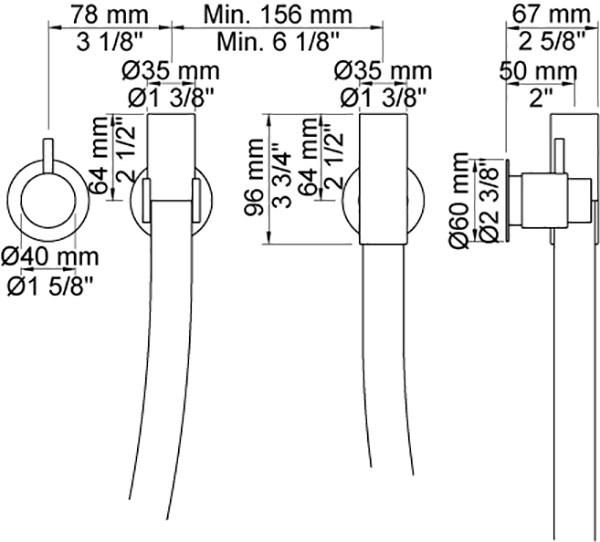 VOLA Смеситель для душа на 3 отверстия со шлангом подачи воды sun-id-1433701 - Вид №1