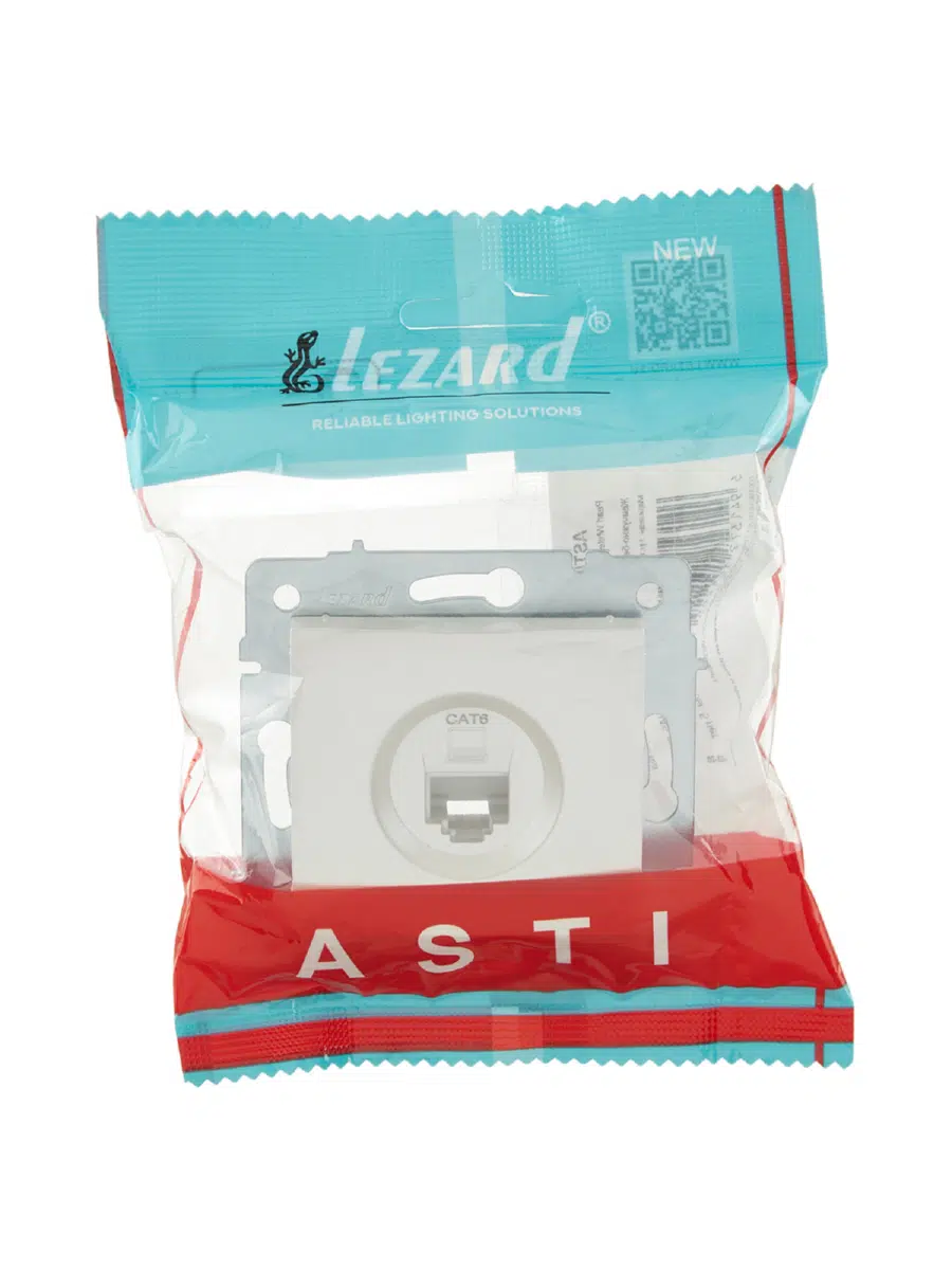 ASTI Розетка компьютерная жемчужно-белый перламутр механизм Cat 5e LEZARD 7081-3088-140