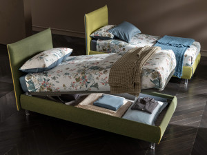 Односпальная кровать для хранения ткани с мягким изголовьем