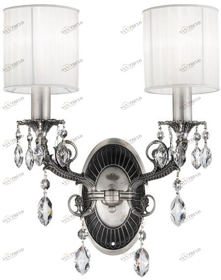 Possoni Illuminazione Старинный серебряный бра с кристаллами swarovski® и абажуром Firefly 7117/a2