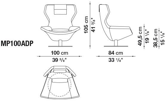 B&B Italia Вращающееся кресло из кожи с высокой спинкой Metropolitan sun-id-1457472 - Вид №1