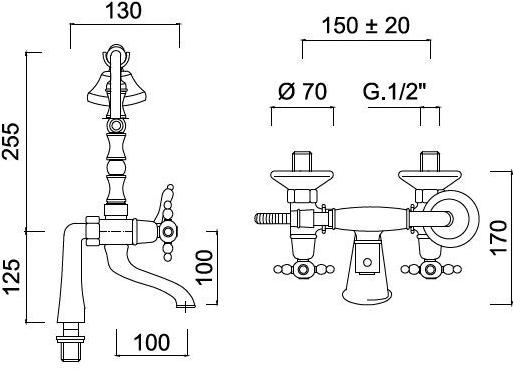 Rubinetteria Giulini Настенный смеситель для ванны с ручным душем Parigi 7300cb - Вид №1