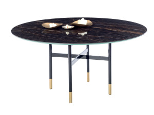 Круглый обеденный стол из нержавеющей стали и SuperMarmo