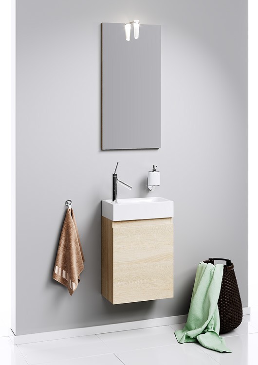 Леон-МР панель с зеркалом и светильником, цвет дуб сонома AQWELLA Leon-MP sun-id-277959 - Вид №2