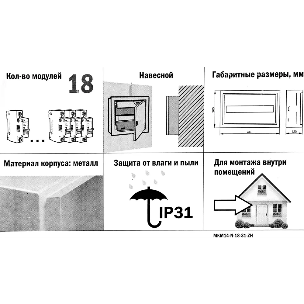 Навесной электрощит IEK Home на 18 модулей с металлическим корпусом 12407158 STLM-1477180 - Вид №7