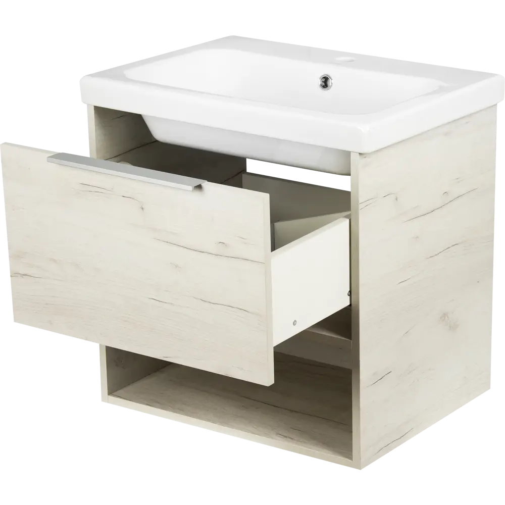 Тумба под раковину подвесная «Дана» 60 см цвет дуб крафт бежевый SANFLOR STLM-2161648 - Вид №2