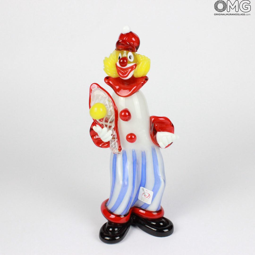 829 ORIGINALMURANOGLASS Статуэтка Клоун-теннисист - муранское стекло OMG 12 см  - Вид №1