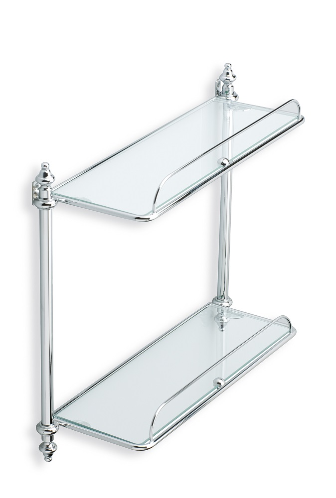 EL694ELITE(08) Stil Haus Elite, стеклянная 2-х уровневая полка с ограждением, цвет хром 