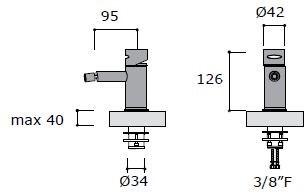 MINA Смеситель для биде из нержавеющей стали, устанавливаемый на столешницу, с регулируемым изливом Giotto 7203 - Вид №1