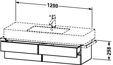 VE621501818 Тумбочка подвесная Vero #VE6215 1200 x 446 мм Белый матовый, декор Duravit - Вид №1