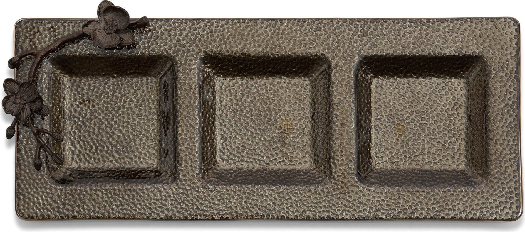 10556172 Michael Aram Менажница трехсекционная Michael Aram "Чёрная орхидея" 46x19см (коричневая) Сталь нержавеющая 