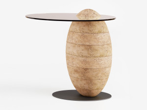 Деревянный и стеклянный овальный журнальный столик