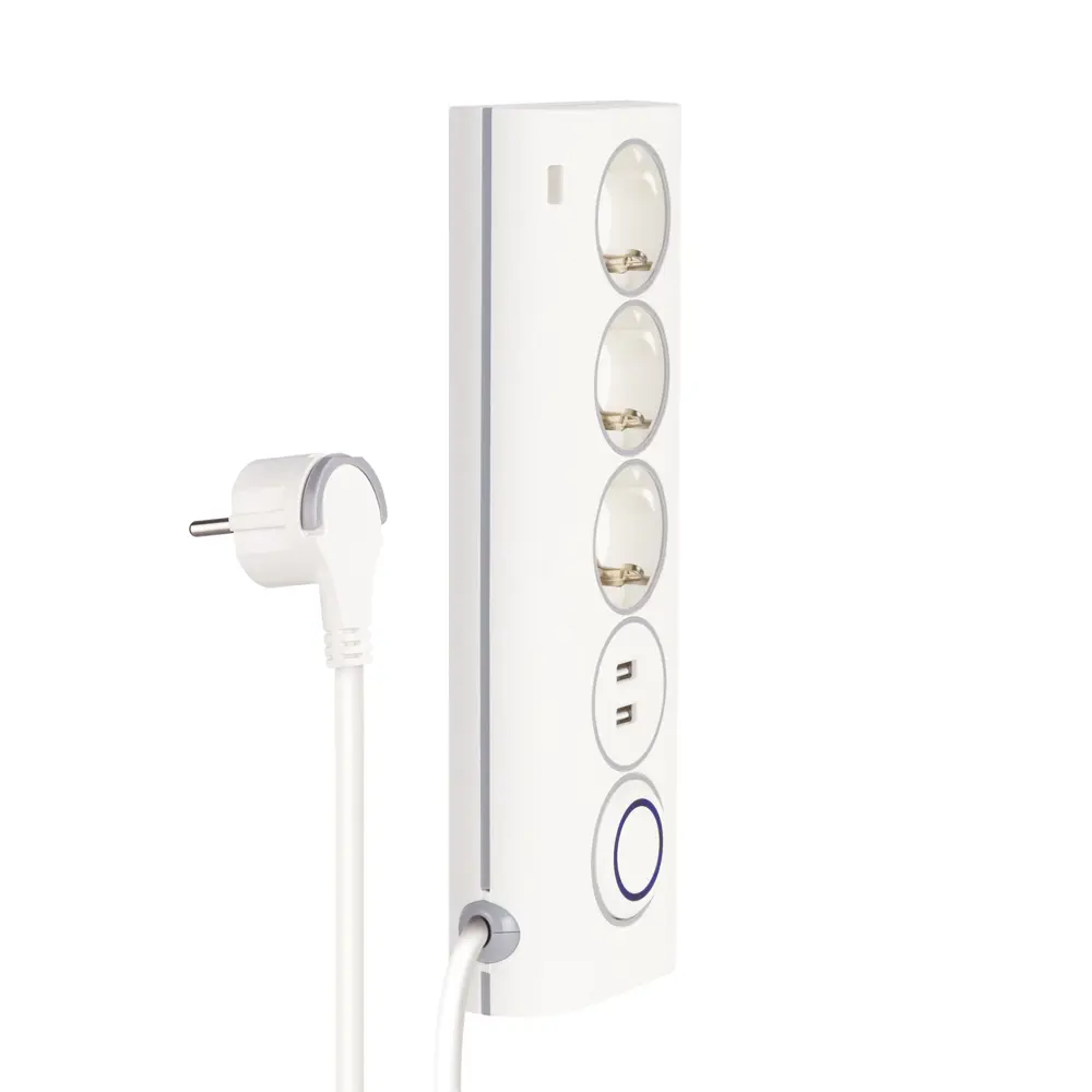 Сетевой фильтр Rombica Neo WC3U 3 розетки с заземлением 3x1.5 мм 2 USB 1.5 м 3500 Вт цвет белый STLM-2086616 - Вид №1