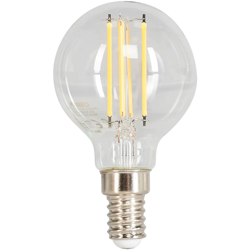 Лампа светодиодная Osram E14 220 В 6 Вт шар прозрачная 800 лм тёплый белый свет STLM-2038648 - Вид №1