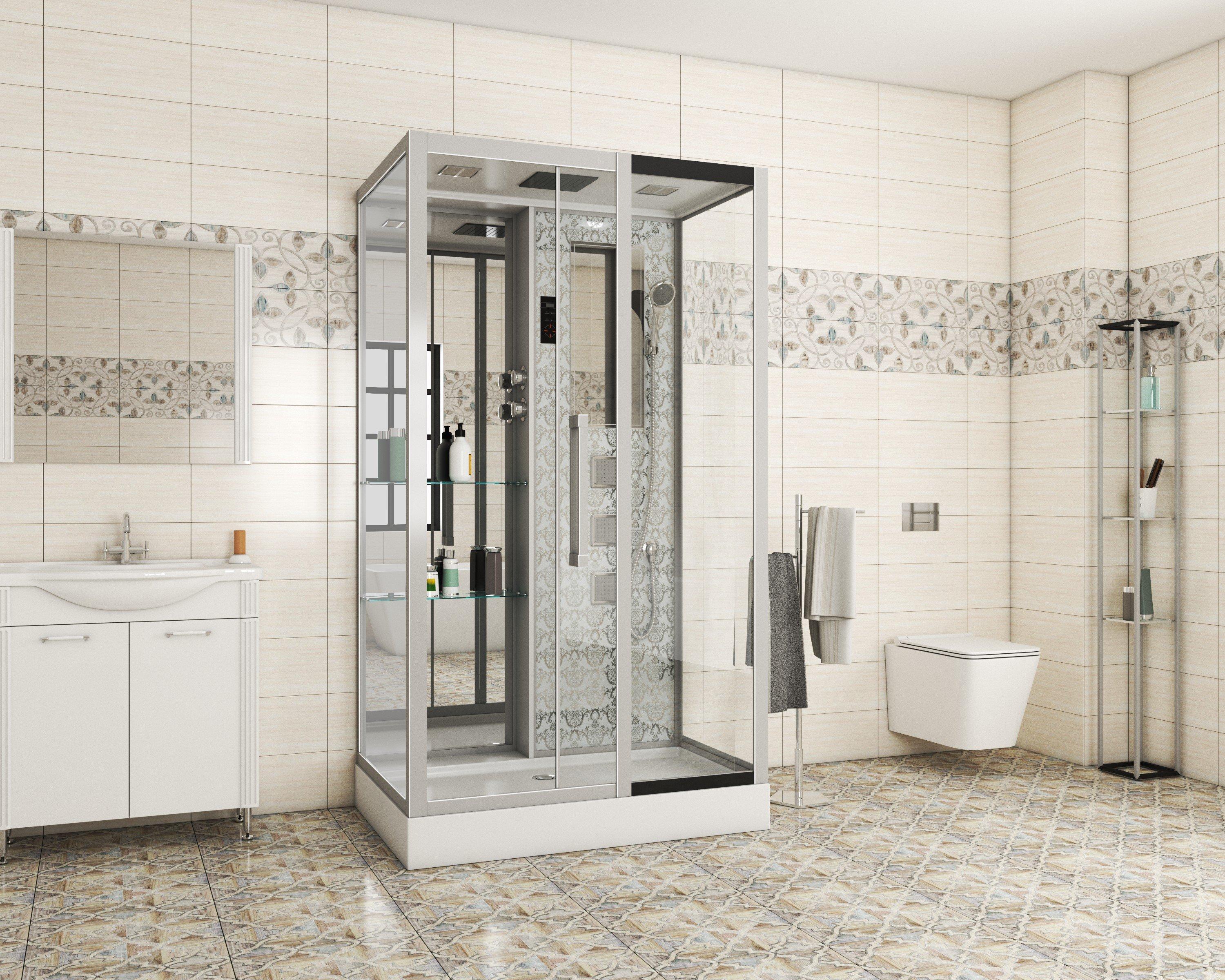 Душевая кабина NG-7713WR (820x1200х2150) низкий поддон стенки БЕЛЫЕ Niagara Luxe - Вид №1