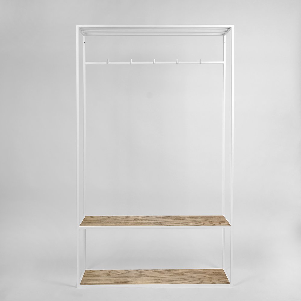 Вешалка в прихожую с полкой белая, темный дуб Hallra 2 white INTELLIGENT DESIGN ВЕШАЛКИ HALLRA 261048 Белый;коричневый  - Вид №1