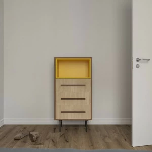 Тумба высокая деревянная 120х60 см бежевая с желтым Модуль-J BRAGIN DESIGN TUBE 00-3862395 Бежевый;желтый