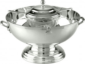 10638867 Schiavon Икорница круглая с крышкой Schiavon "Инглезе" 24см (посеребрение) Посеребрение