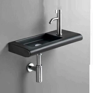 L021T0R1V1.104 Подвесная раковина настенная овальная A. e T. Italia CURVET Черный глянцевый