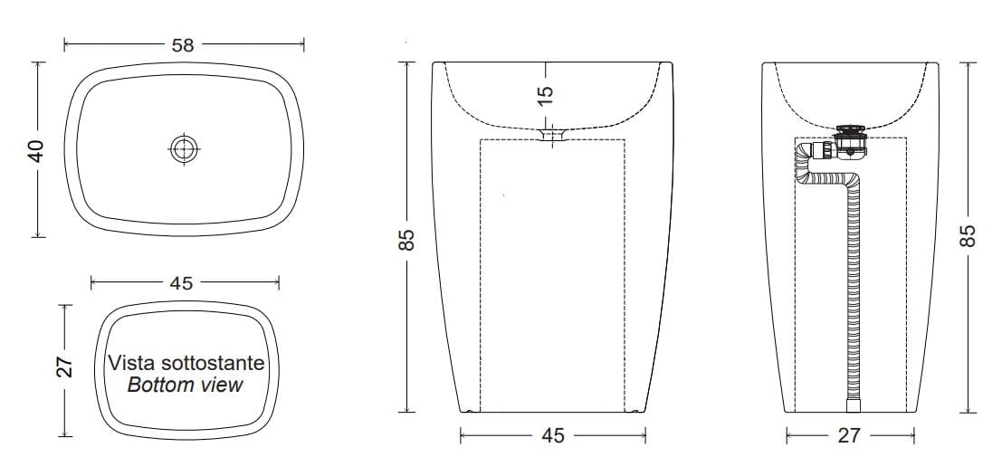 Отдельно стоящая раковина из зеленого мрамора Alpi Nic Milk Pietre ARCH-00116481 - Вид №2
