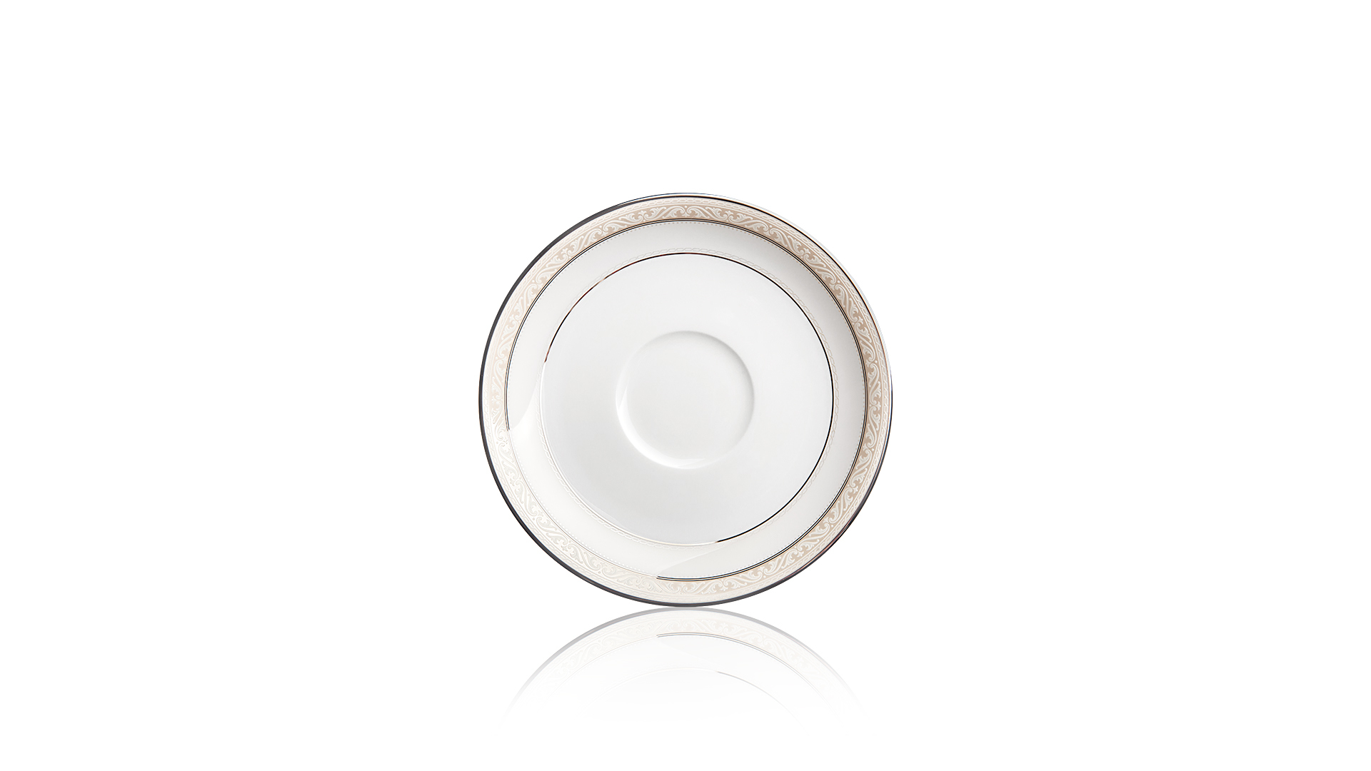 1051735 Noritake Чашка суповая с блюдцем Noritake "Монтвейл, платиновый кант" 210мл Фарфор костяной  - Вид №2