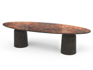 Овальный обеденный стол из стекловолокна и дерева