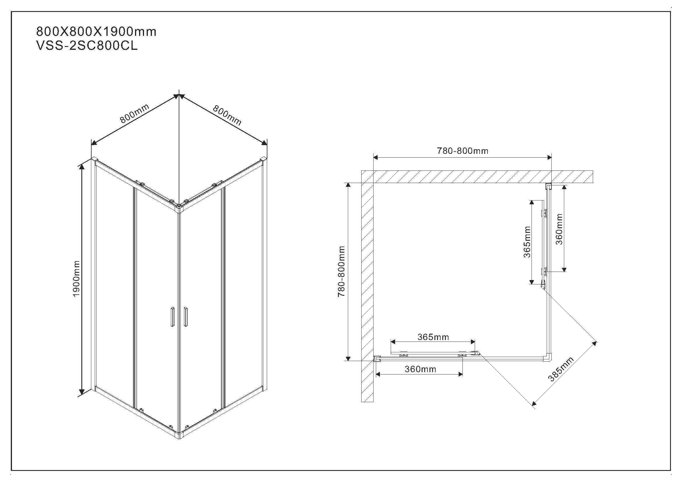 VSS-2SC800CL Душевой уголок Vincea Scala Santreyd - Вид №6