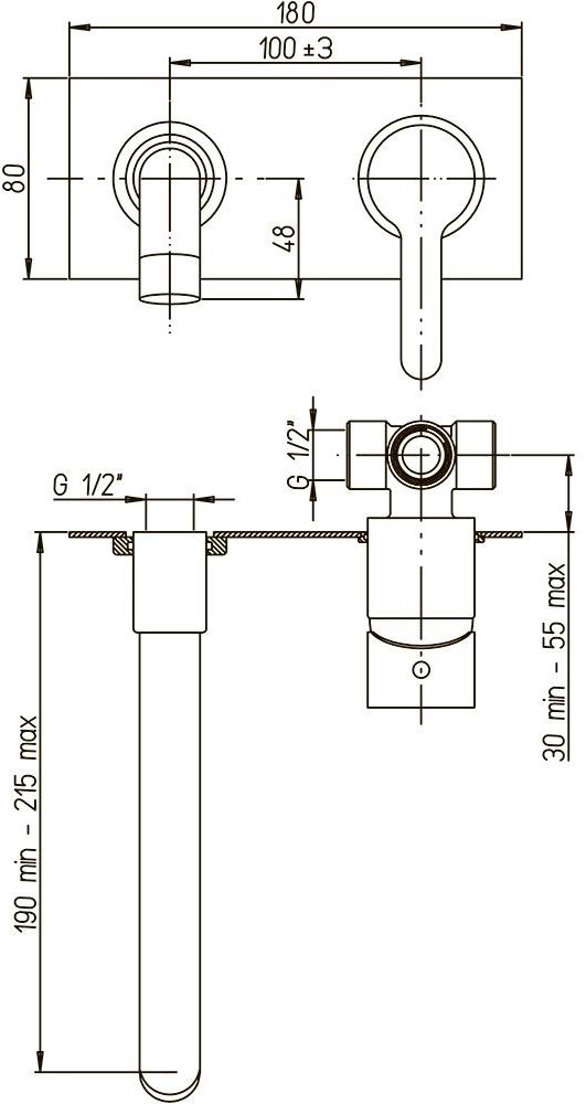 Paini Arena 92CR208P смеситель встраиваемый для раковины - Вид №2