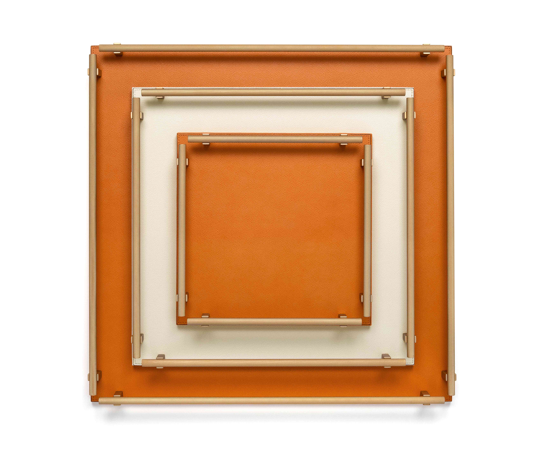 Квадратный поднос Robert - 53,5X53,5 см / металл-финиш_сатин-латунь / плетеная кожа_кремовый Pinetti G5.1972.061.027 - Вид №4