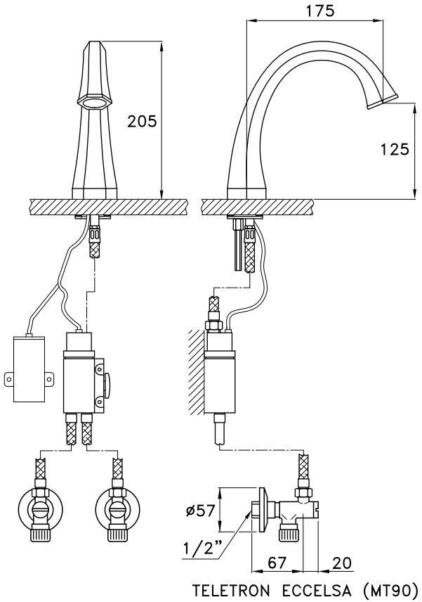 RUBINETTERIE STELLA Смеситель для умывальника с глянцевой поверхностью Teletron sun-id-1450401 - Вид №2