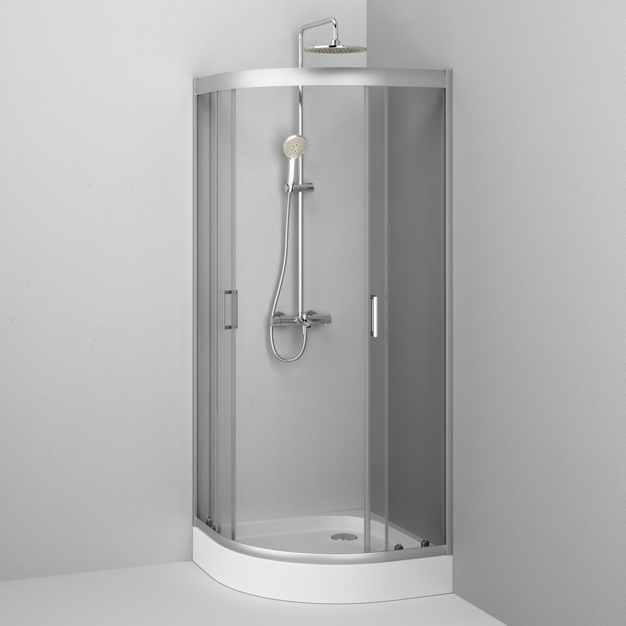 W90G-401-080WT душевое ограждение 80х80 стекло прозрачное профиль матовое серебро без поддона AM.PM Gem - Вид №2