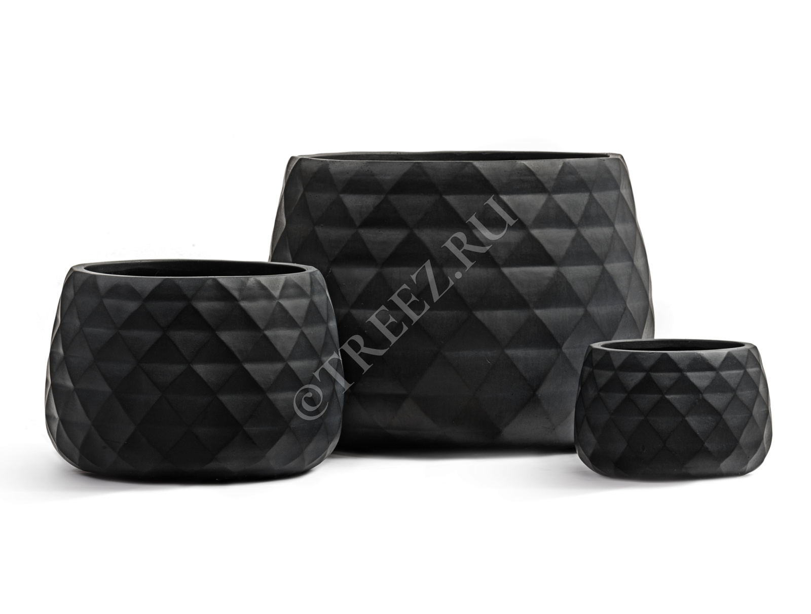 41.1020-0036-BLCK-24 Кашпо  ERGO - серия Diamond - Низкая чаша - Антрацит Цветочная коллекция 