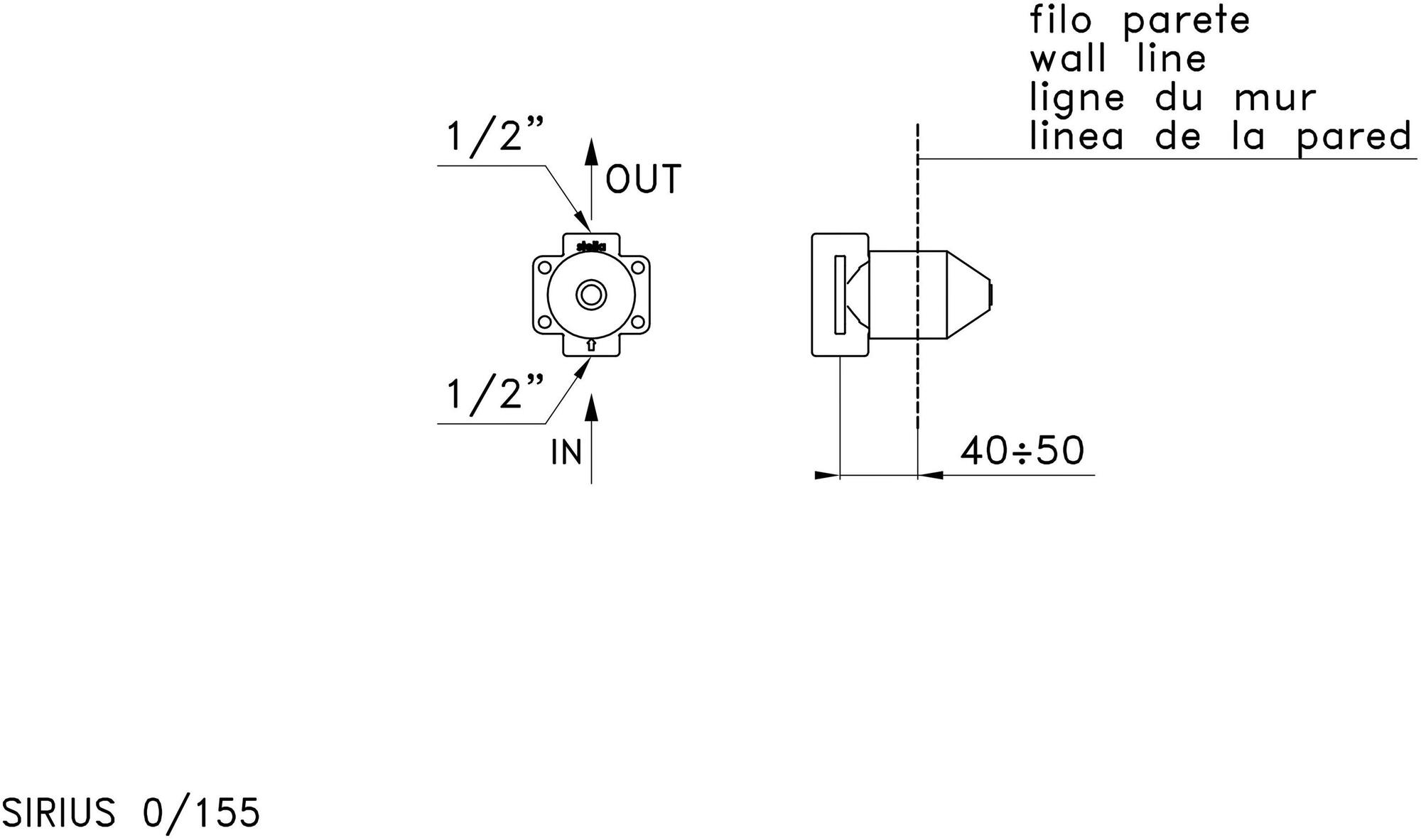 RUBINETTERIE STELLA Удаленная команда на стену Sirius sun-id-1355258 - Вид №4