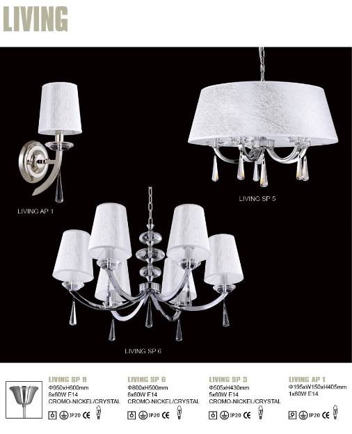 Подвесная люстра Crystal Lux Living SP6 CRYSTAL LUX ДИЗАЙНЕРСКИЕ, LIVING 056924 Белый  - Вид №1